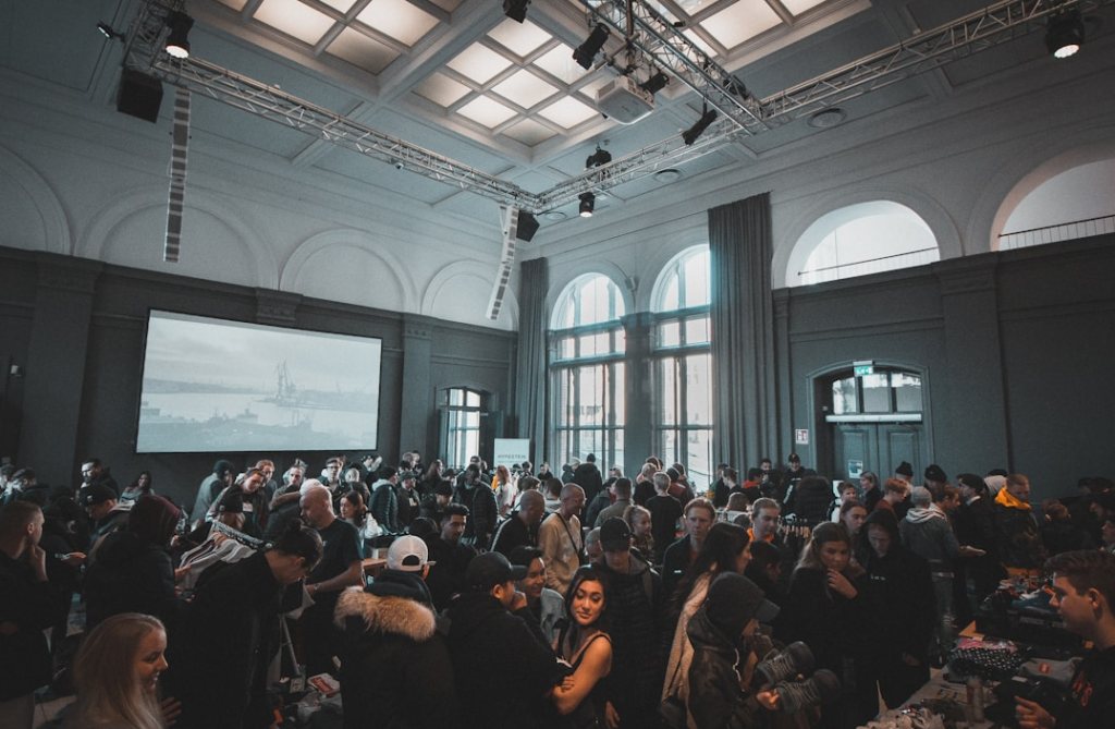 Crowd in hall
